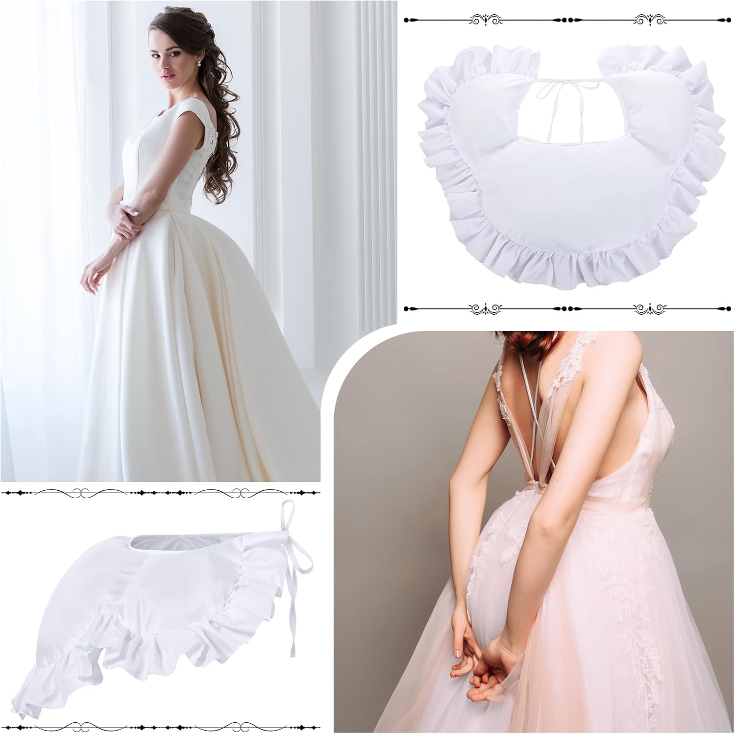 Zoooyawn 2 Pack Women Bustle Skirt Pannier Victorian Rump Pad Elizabethan Bum Roll Renaissance Under Dress for Halloween Costume Accessory White
