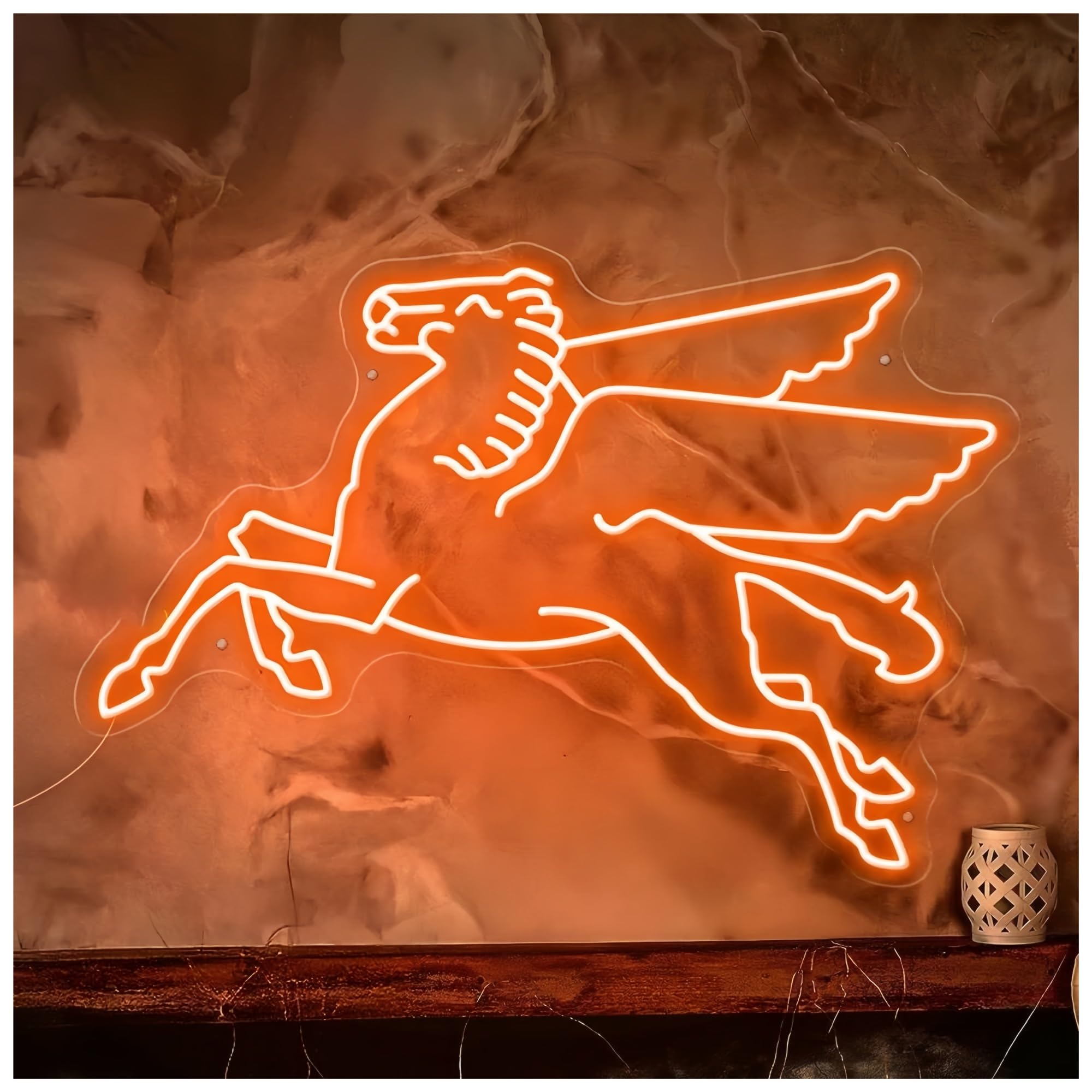 Menge C Sign Lamp Flying Horse Neon Sign Light Dimmable For Man Ave Bar Office Zoo Bedroom Room Home Wall Decor 56Cmx38.5cm(C)