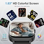 Smart Watch for Men Women, 1.83" HD Touch Screen Fitness Tracker with Bluetooth Calling/150+ Sports Modes/Pedometer/Heart Rate/SpO2/Sleep Monitor, IP68 Sports Smartwatch for Android & iOS (Black)