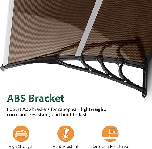 Miniatura 6 de MCombo - Toldo de policarbonato para ventana de exterior de 116 pulgadas, 78 pulgadas, 39 pulgadas