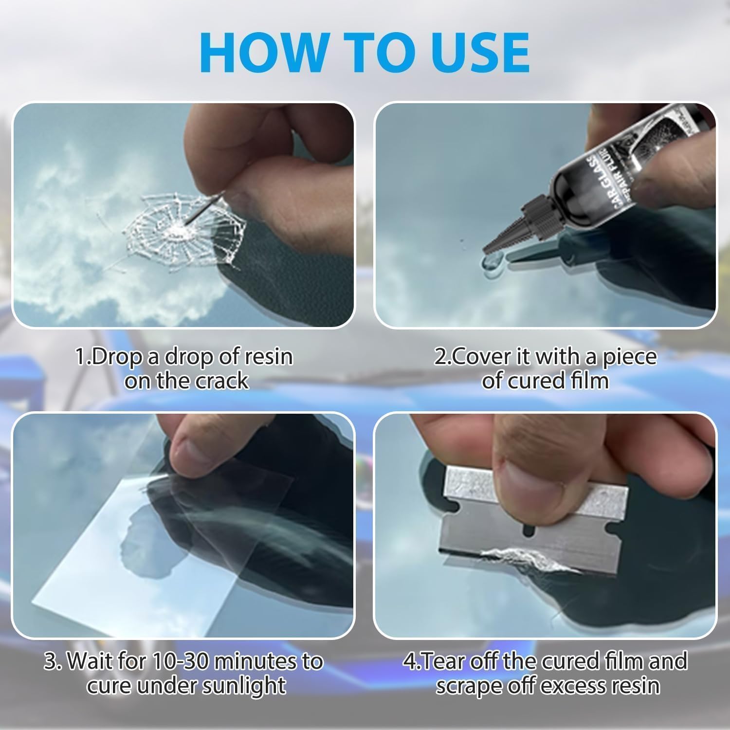 Windshield Repair,Car Windshield Crack Repair Kit,2025 New Car Cracks Gone Glass Repair Kit, for Cracks and Chips, Glass Scratch Repair Liquid, Chips Cracks — view 5