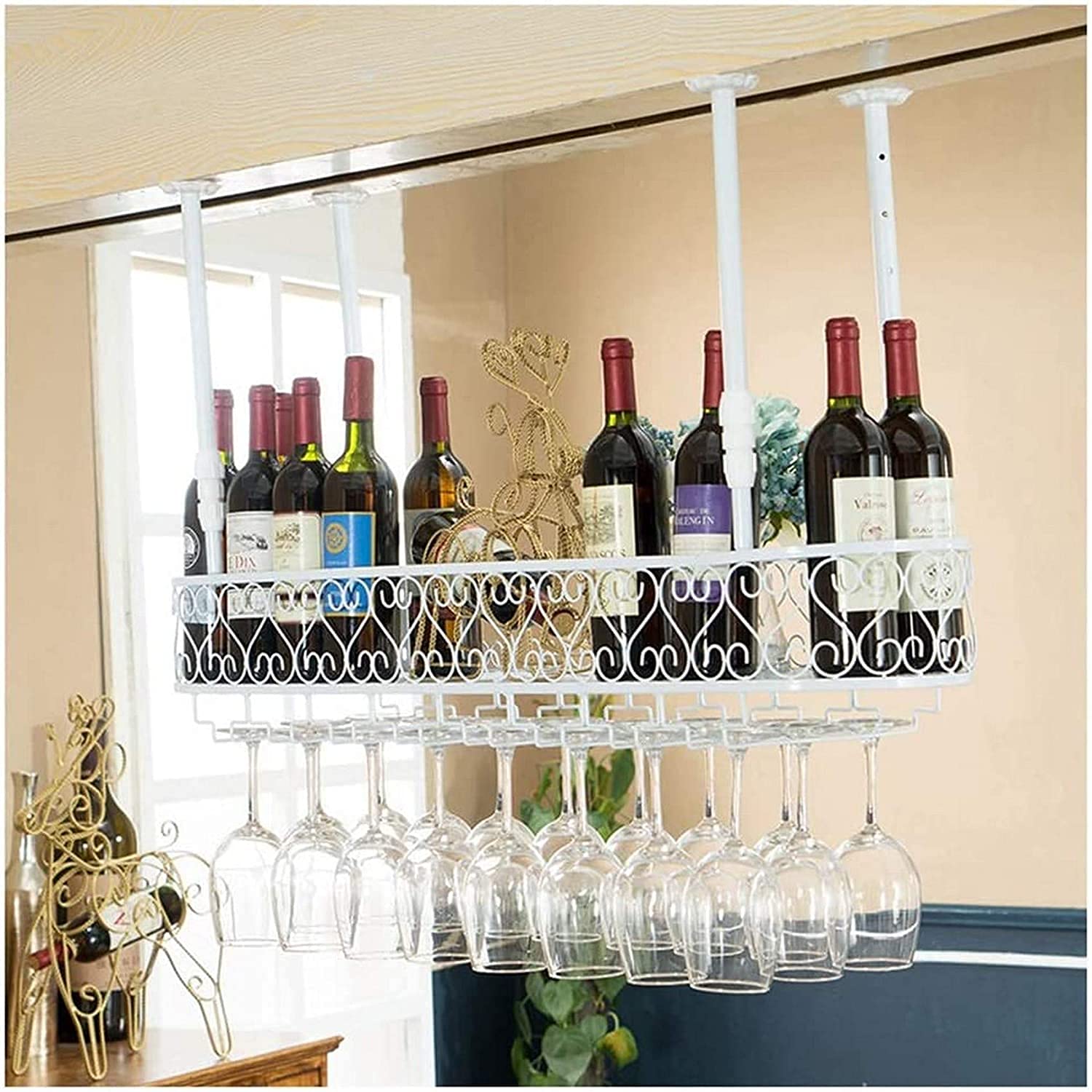 Casier à vin suspendu pour plafond et décoration de bar de salon