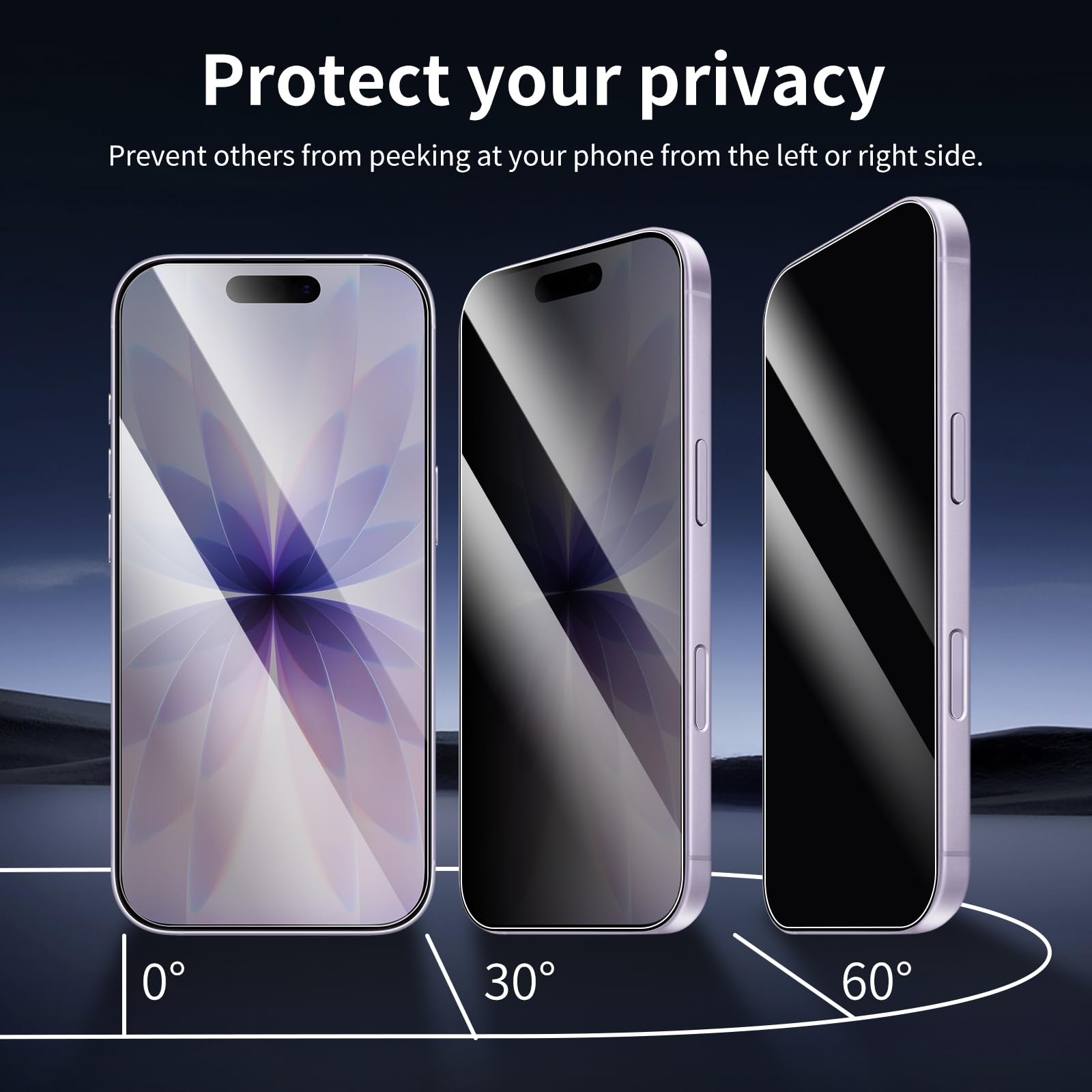 Prywatność Ochraniacz Ekranu dla iPhone 17 Pro, Antyszpiegowe Szkło Hartowane, Twardość 9H, Bez Pęcherzyków Powietrza, Oporne na Zarysowania, 3 Sztuki