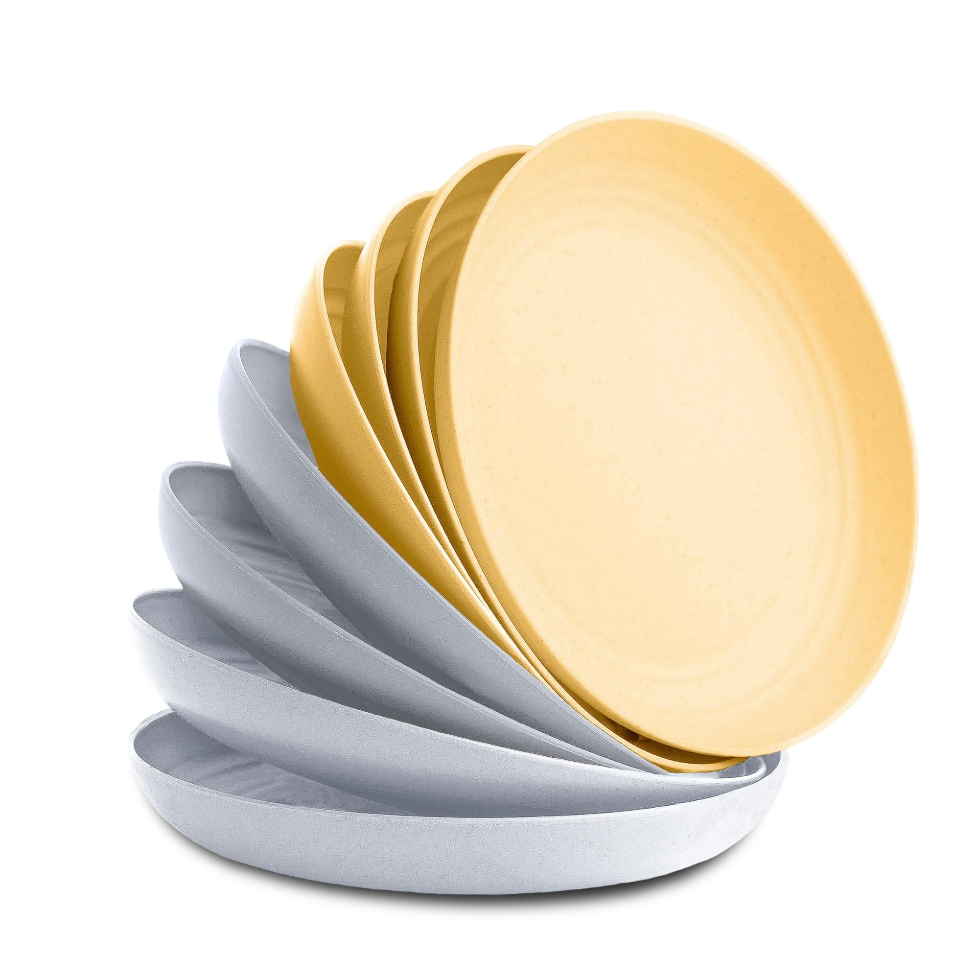 Nook Theory 8-Pack Reusable Wheat Straw Plates Set - Non Toxic and Non Plastic Dinner Plates for Kids and Adults, Lightweight Unbreakable Plate, Microwave Safe and Dishwasher Safe (Skylight 9")