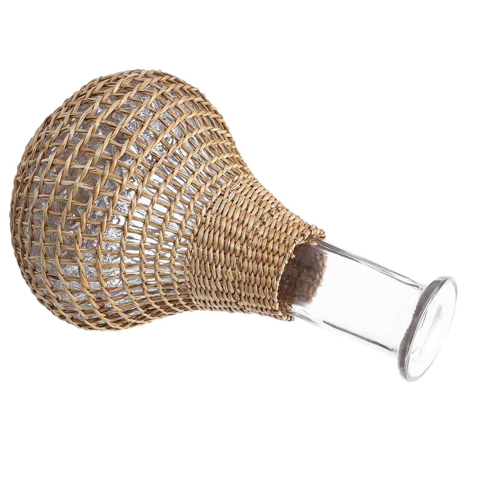 Zerodeko Jarrón Hidropónico Creativo de Vidrio y Ratán, Decorativo y Ecológico para Oficina y Arreglo Floral DIY, sin Olor y Moderno