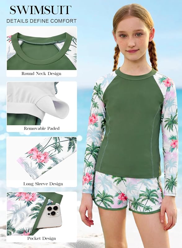 Alakuoti Girls Rash Guard Swimsuit Two Piece – Unique Design