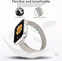 Vista 4 de CTYBB for Apple Watch Band Series Ultra SE 8 7 6 5 4 3 2 1 38mm 40mm 41mm 42mm 44mm 45mm 49mm, Stainless Steel Slim & Thin Mesh Magnetic Clasp Strap