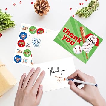 Fancy Land Baseball Thank You Cards 24 Pack Kids Thank You Notes