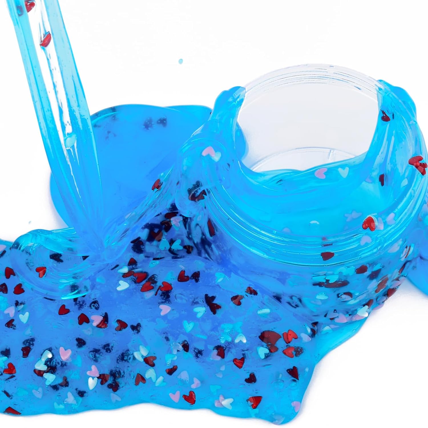Blue Clear Slime Pink Heart Add Ins Scented Crystal Water Slime Big Soft Putty, Stress Relief Stretchy Toy for Girls Boys Kids Birthday Party Favors 7OZ 200ML