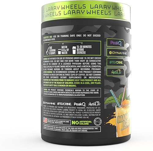 Miniatura 3 de Larry Wheels' PR PreWorkout - Mejora el rendimiento con 0.21 oz de citrulina, 0.12 oz de beta alanina, 300 mg de cafeína - Potente suplemento de