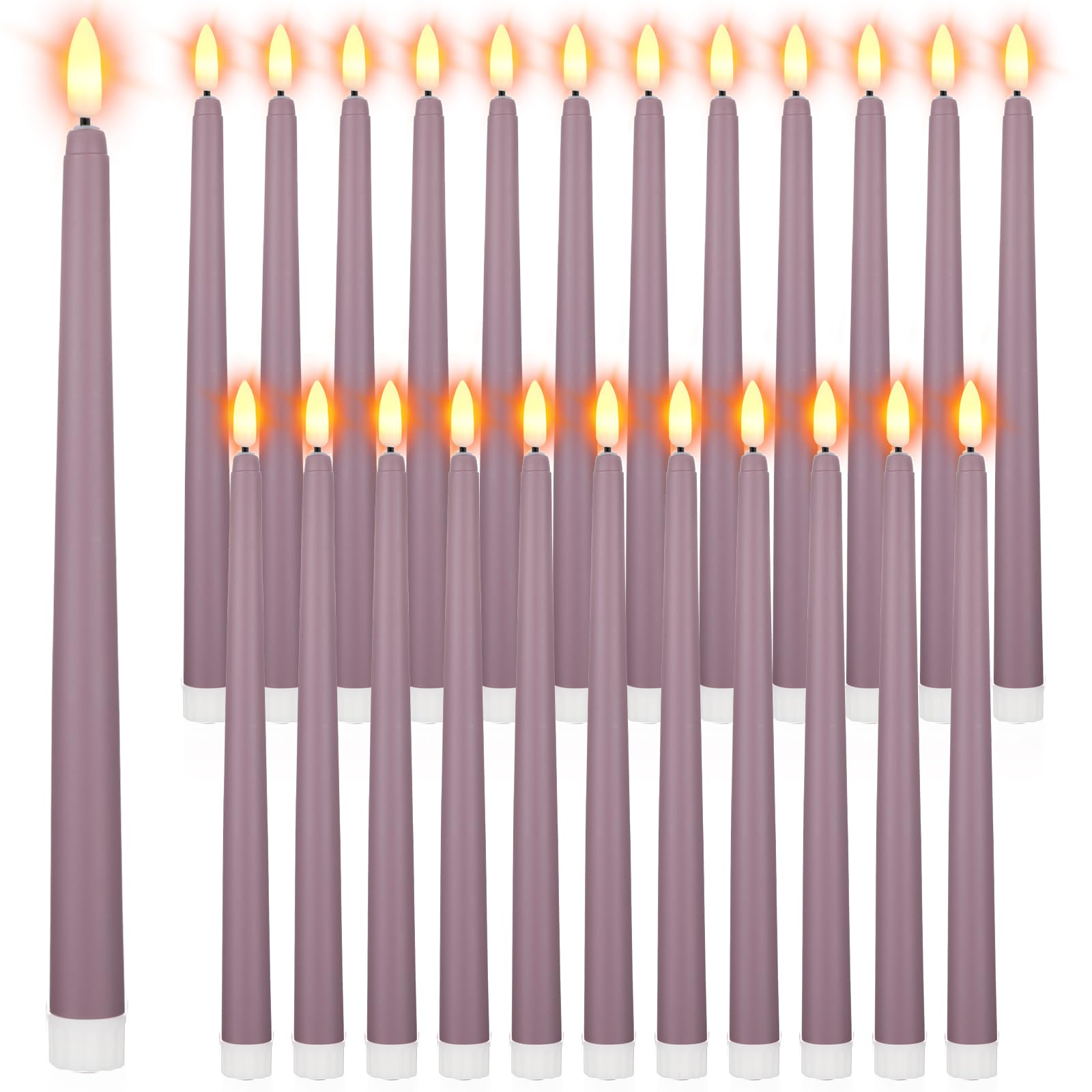 Macarrie 24 Packs Flameless Taper Candles Battery LED 11",Light Purple