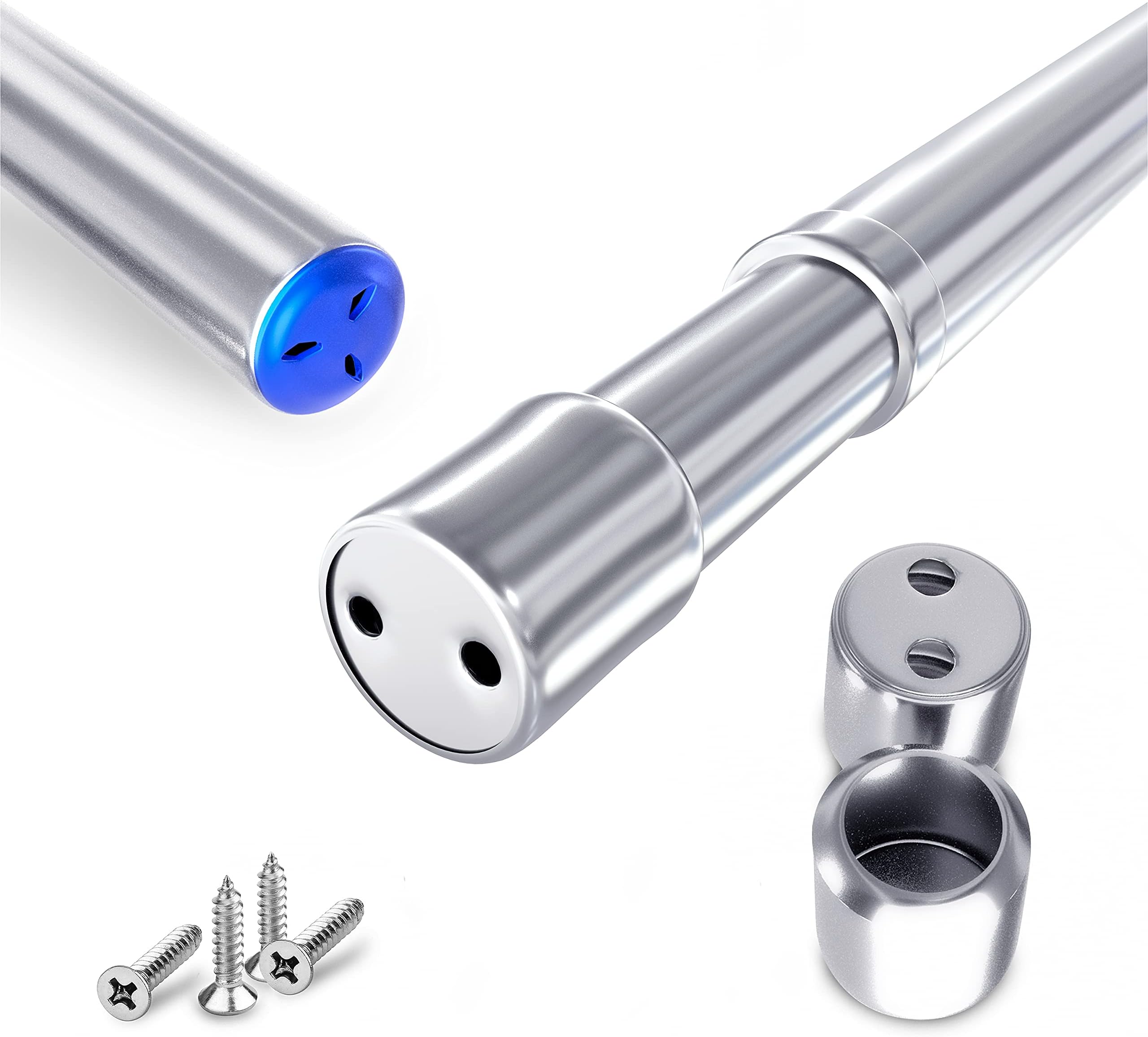 Wardrobe Rail and Fittings 57 100 cm – Stainless Steel Extendable Clothes Rail Pole with End Sockets & Screws Heavy Duty & Rust Resistant for Wardrobe, Shower, Balcony, Windows