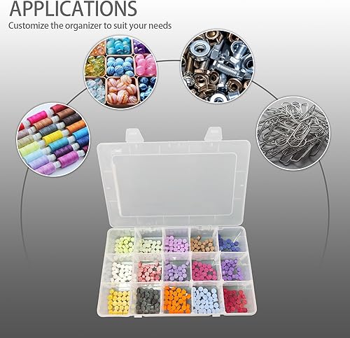 Miniatura 6 de YINUOYOUJIA - Caja organizadora grande de plástico transparente para cuentas, joyas, pesca, lego, caja de aparejos, contenedor con divisores