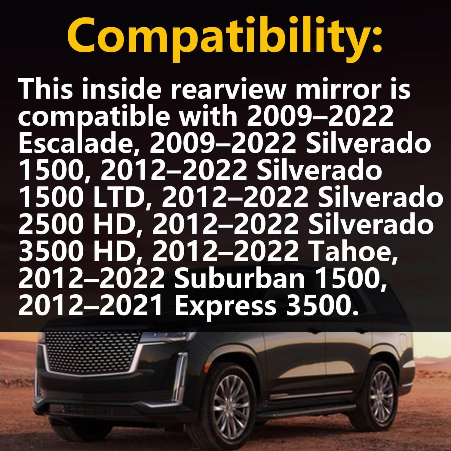 Inside Rearview Mirror 13585948 ，Compatible with Canyon Colorado Express 3500 Silverado 1500 Silverado 2500 3500 HD ，Inside Rear view Mirror Replace 13585948