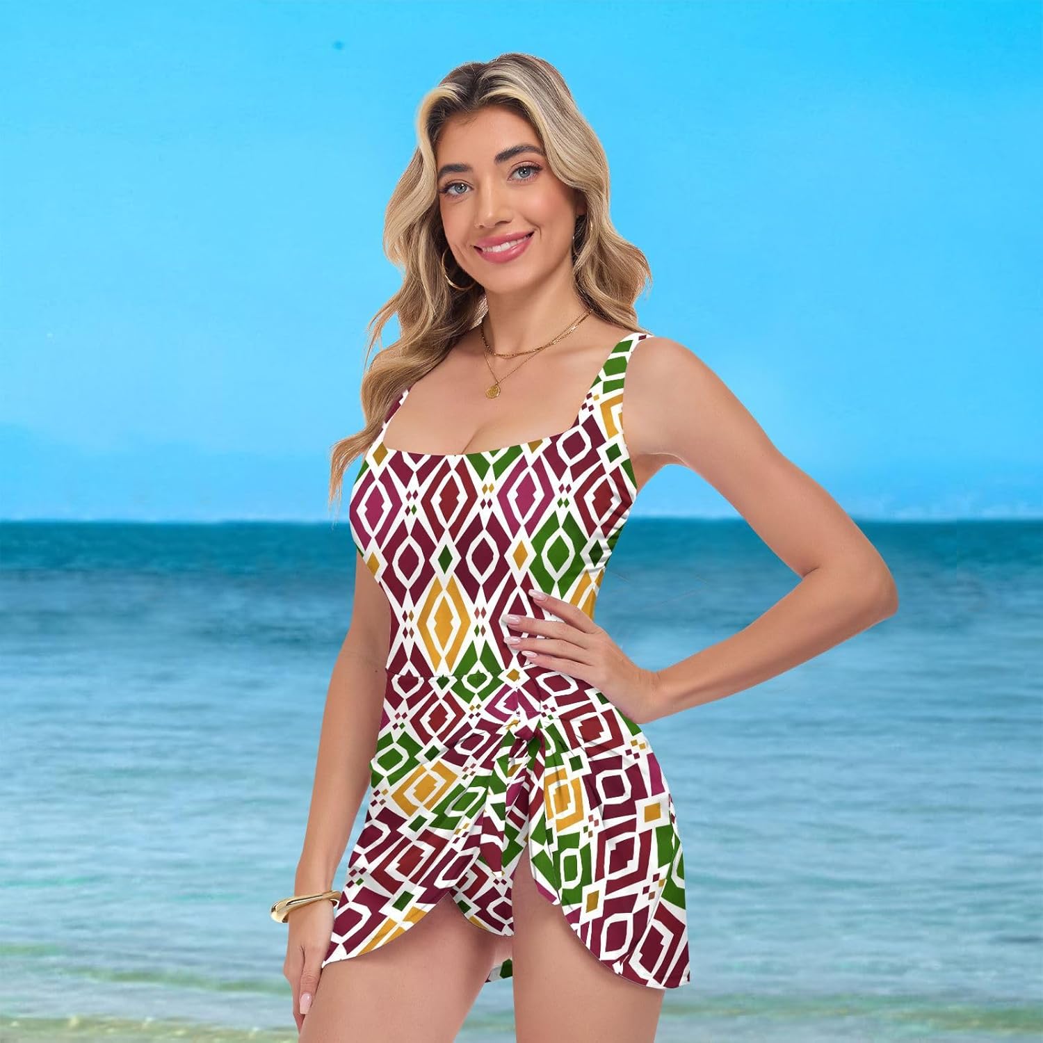 Abstract Texture Women's One Piece Swimsuits Tummy Control Bathing Suits S A2302866