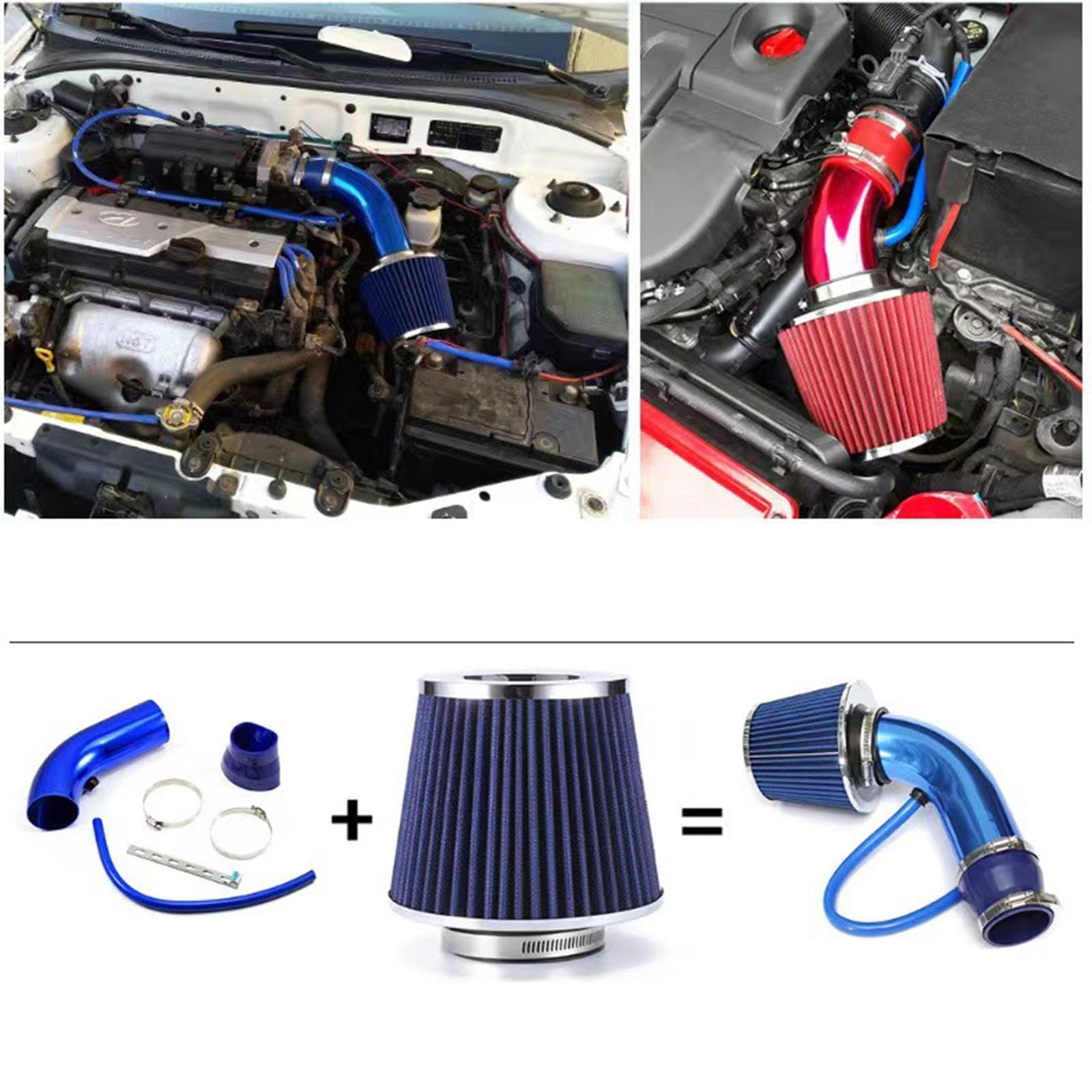 Kit Admision Aire Frio para Toyota C-HR CHR Hybrid/EV A-Gasoline/2016-2024 | Filtro Aire Alto Flujo Coche Conico 76mm, Tubo de Admision Directa Aluminio