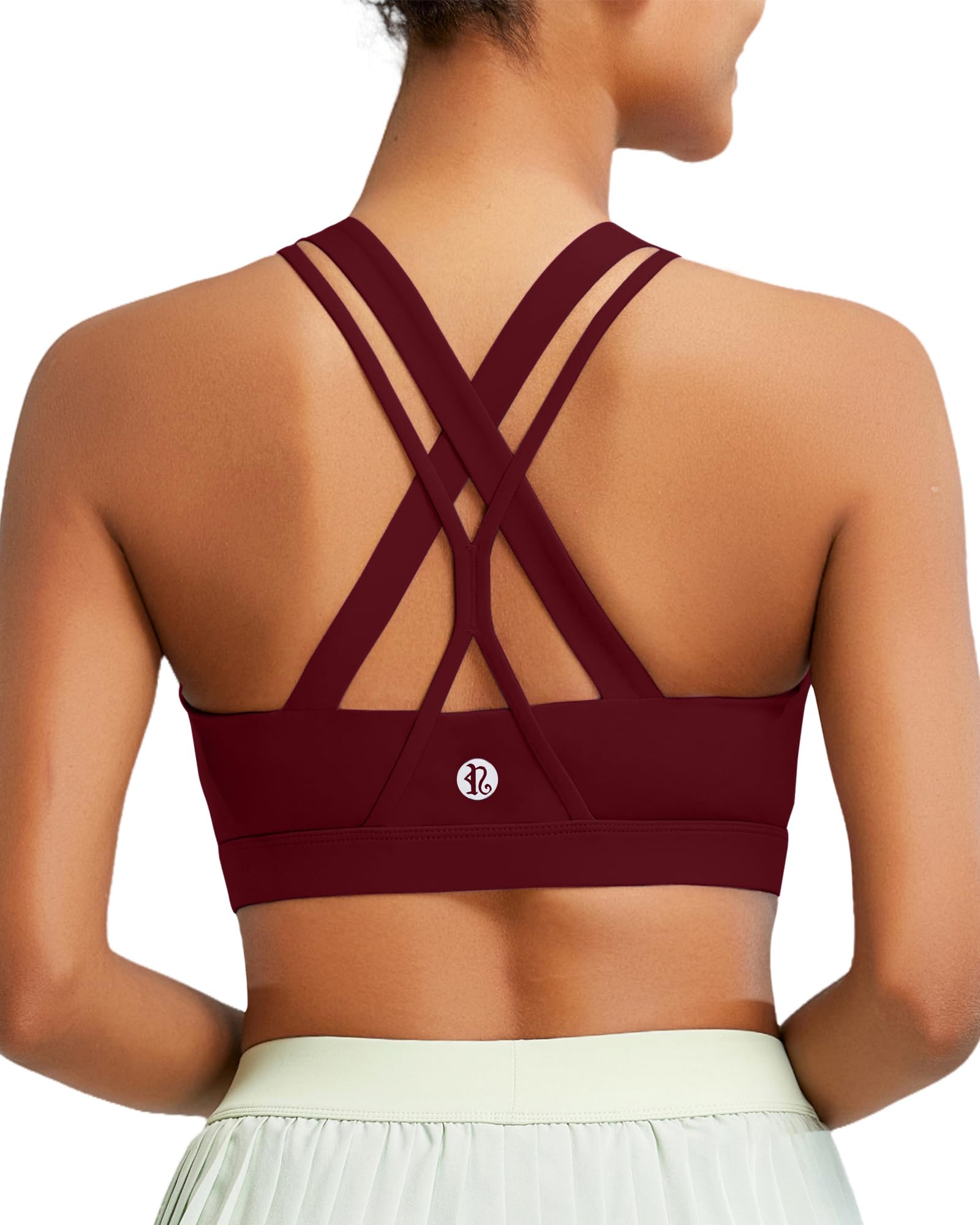 RUNNING GIRL Sports Bra for Women, Medium-High Support Criss-Cross Back Strappy Padded Sports Bras Supportive Workout Tops