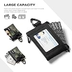 VULKIT Small Minimalist Wallet for Women and Men RFID Blocking, Zipper Coin Pouch with ID Window and Keychain, Water Resistant Travel Lanyard Wallet Army Green Black