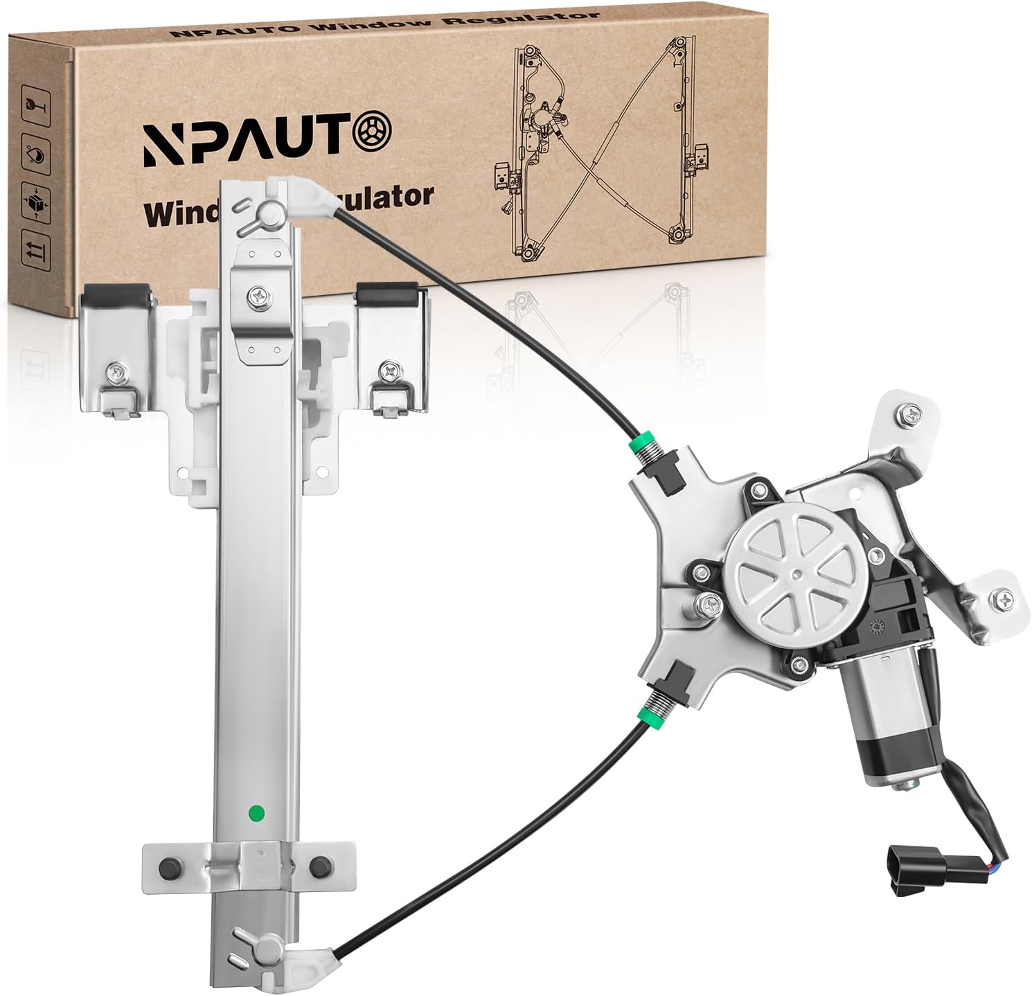 NPAUTO Rear Left Driver Side Power Window Regulator with Motor fit for 07-14 Chevy Tahoe, GMC Yukon, Cadillac Escalade 2007 2008 2009 2010 2011 2012 2013 2014, 741-390