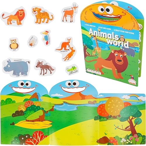 Libro de calcomanías para niños de 2 a 4 años, 34 piezas con temas de animales, libro de actividades para niños y niñas, lindas calcomanías