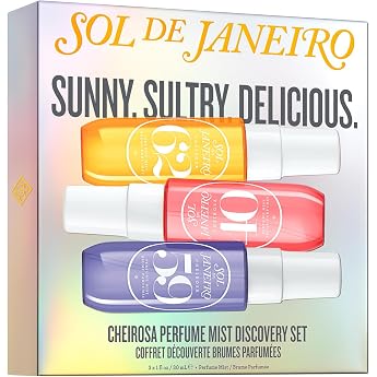 Sol de Janeiro Cheirosa Perfume Mist Trio Discovery Set 3 Fragrances 30ml Each Vanilla, Caramel, Sandalwood