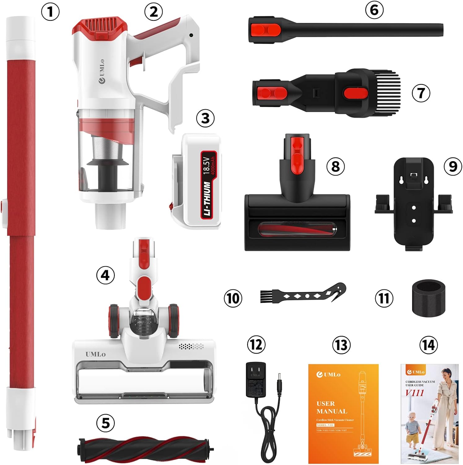 UMLo Cordless Vacuum Cleaner, 300W 28Kpa Cordless Stick Vacuum with LED