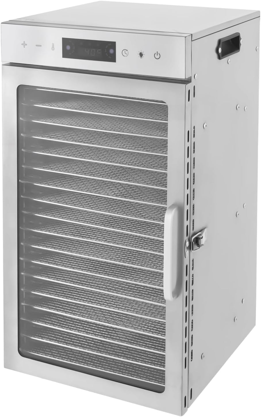 800W Food Dehydrator 18-Tray Stainless Steel Fruit Dryer with LED LIght 86-194℉ Adjustable Temperature 0~24 Hours Timed Design, Food Dryer Machine for Jerky, Fruit, Meat, Herbs (18 Trays)