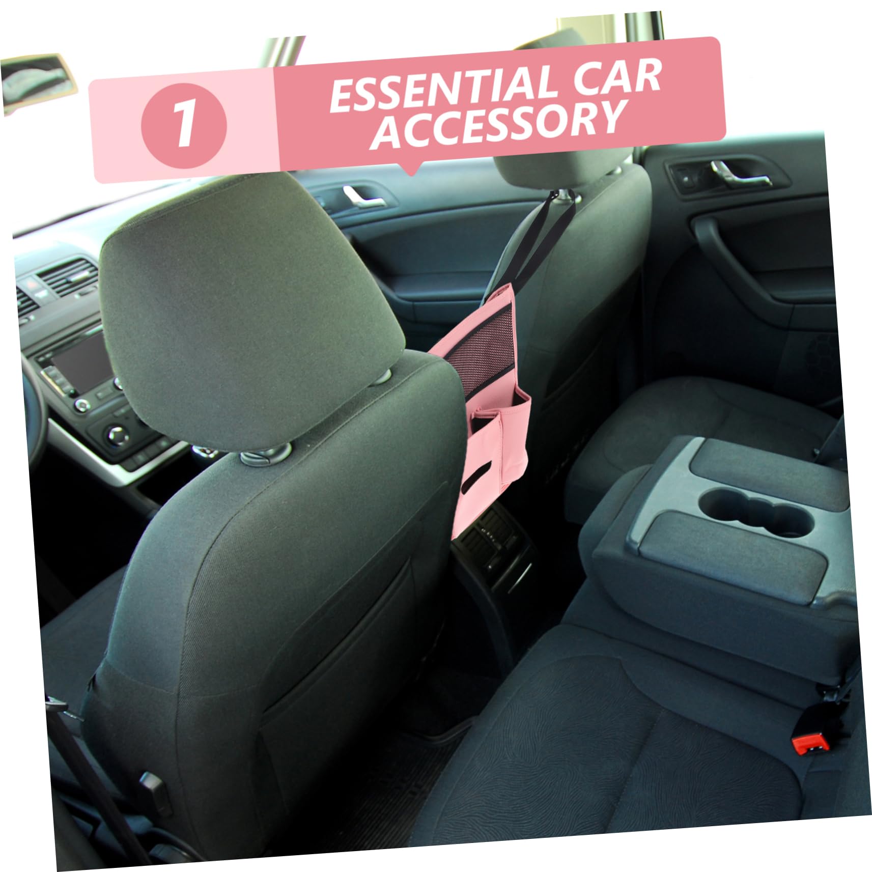 Cabilock Bolsa Organizadora para Coche de Pu Rosa, Asiento Interior | Diseño Multifuncional, Almacenamiento Fiable, Formato Colgante para Respaldo y Reposabrazos