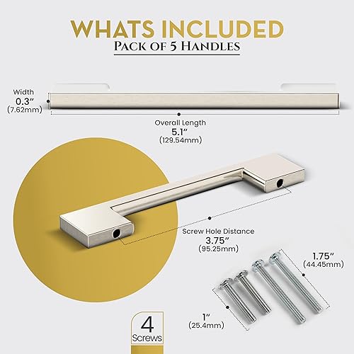 Miniatura 2 de Southern Hills Tiradores de gabinete de níquel cepillado  3.780 in  Manijas de cajón de níquel satinado, manijas de gabinete de cocina modernas,
