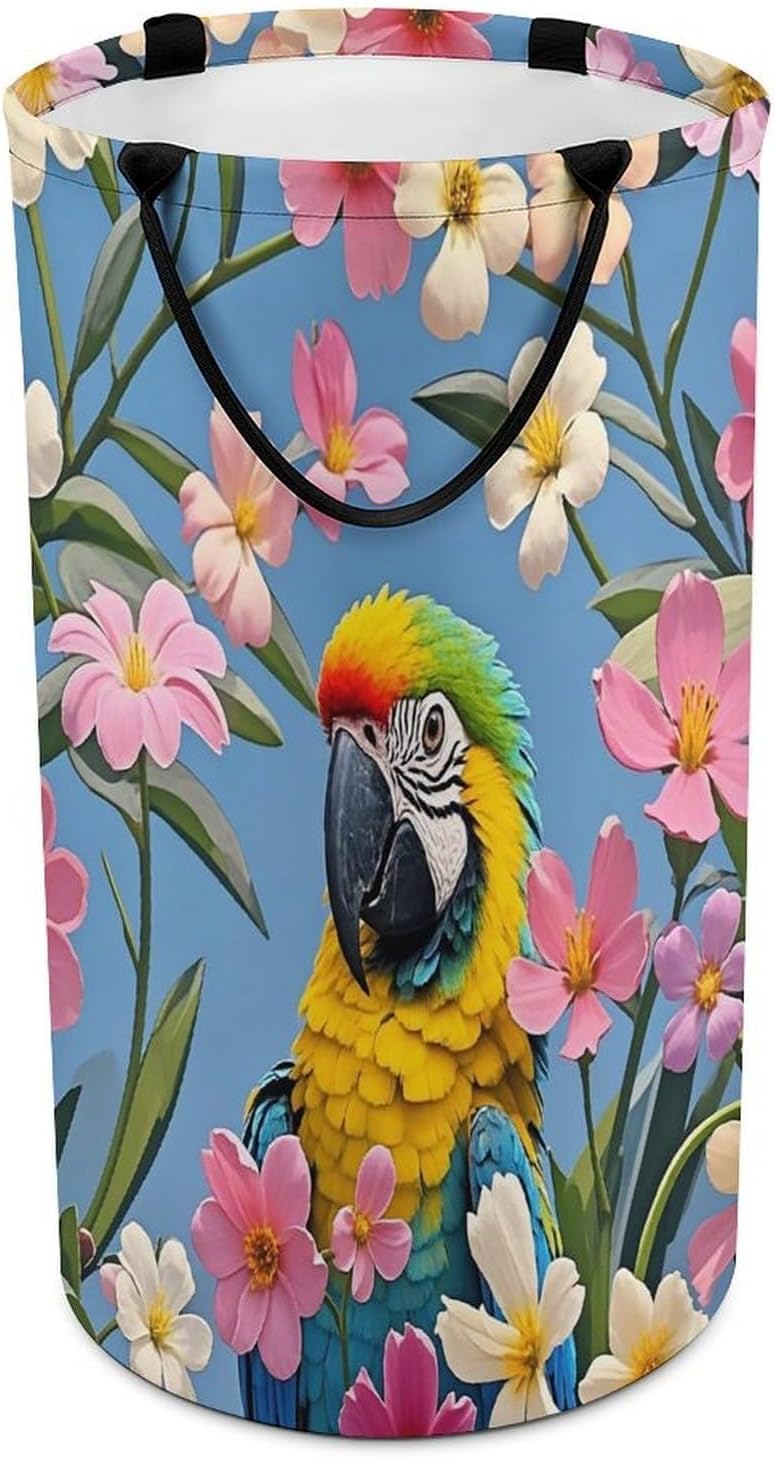 Lots of Flowers And Birds Laundry Hamper Large Collapsible Laundry Basket with Handles Waterproof Clothes Hamper Portable Dirty Clothes Basket for Bedroom Laundry Room Closet Bathroom