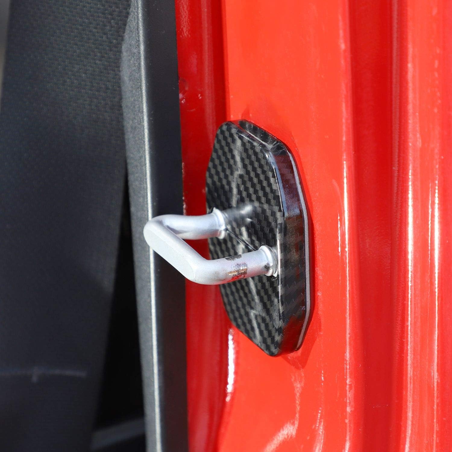 Voodonala ABS Carbon Fiber Door Lock Covers Protection Trim for Jeep Wrangler JK JKU 2007-2019, Renegade 2016+, Grand Cherokee 2011+, Chrysler, RAM 2019 (6PCS)