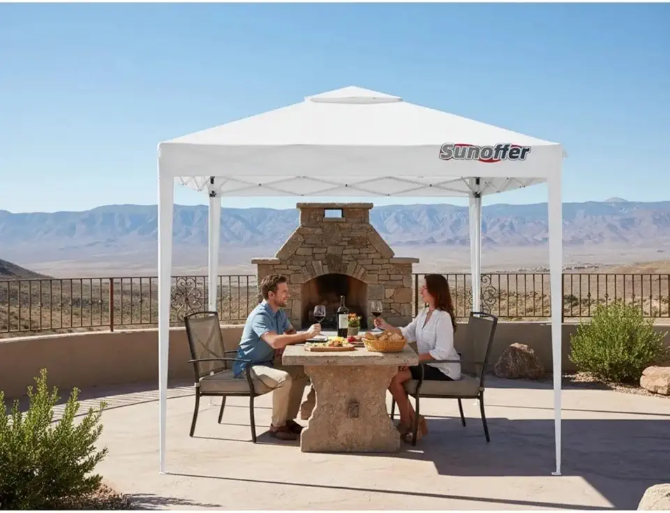 Tenda Gazebo Sanfonada, Barraca de camping 3x3m com Estrutura de Alumínio, Branca - Barraca de Camping e Praia com Proteção UV e Impermeável, Altura Ajustável para Acampamento, Festas e Eventos