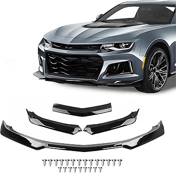 YHoptional Front Bumper Lip Splitter Spoiler for 2016-2024 Chevy Camaro SS/ 2019-2024 LT LS RS, Camaro Gloss Black Front Splitter Air Dams Chin Spoiler Body Kit Camaro Accessories Front Parts