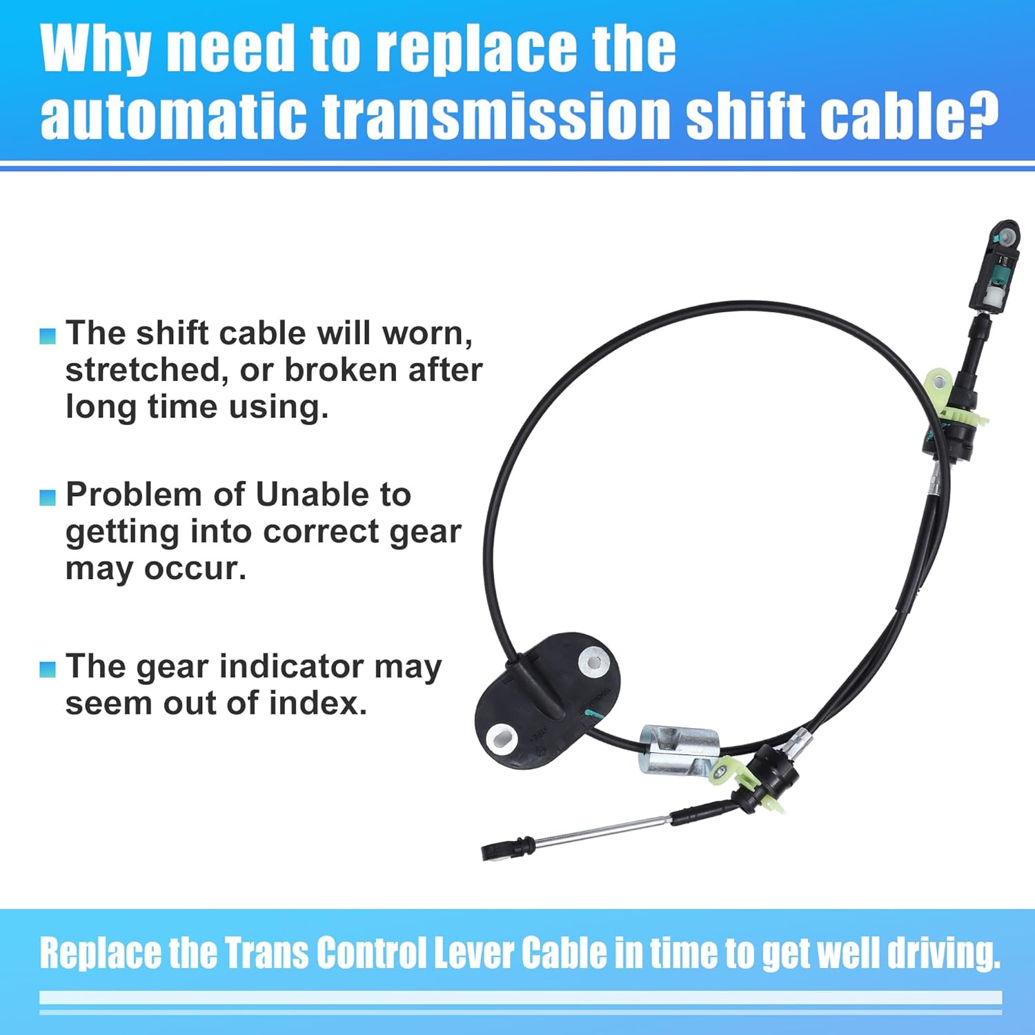 uxcell No.CJ5Z7E395A Automatic Transmission Gear Shifter Cable for Ford Escape 1.6L 2.0L 2.5L L4 2013-2016 Auto Trans Control Range Selector Lever Cable 6F35 Trans