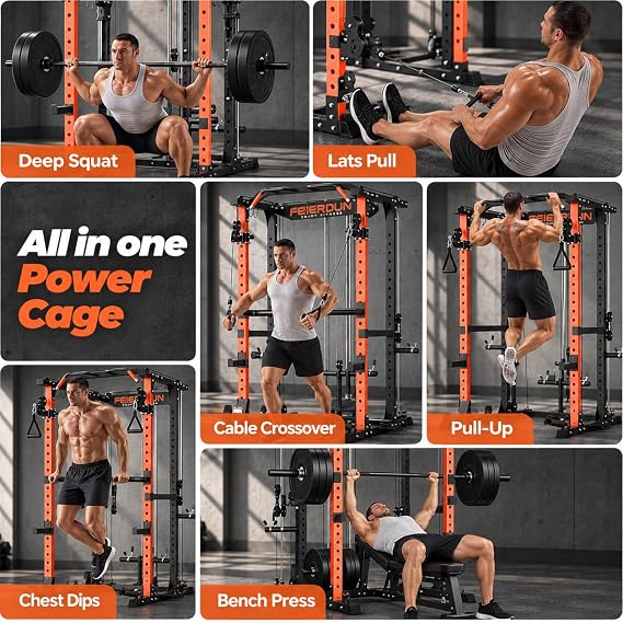 FEIERDUN Multi-Function Squat Rack Power Cage FLA01 2000LBS Capacity