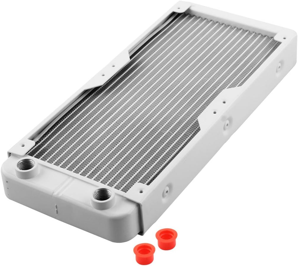 uxcell Heat Exchanger Radiator, Aluminum Computer CPU 18 Pipes Water Cooling Heat Exchanger Radiator for PC CPU GPU CO2 Laser Water Cool System Computer, 10.6" Long White