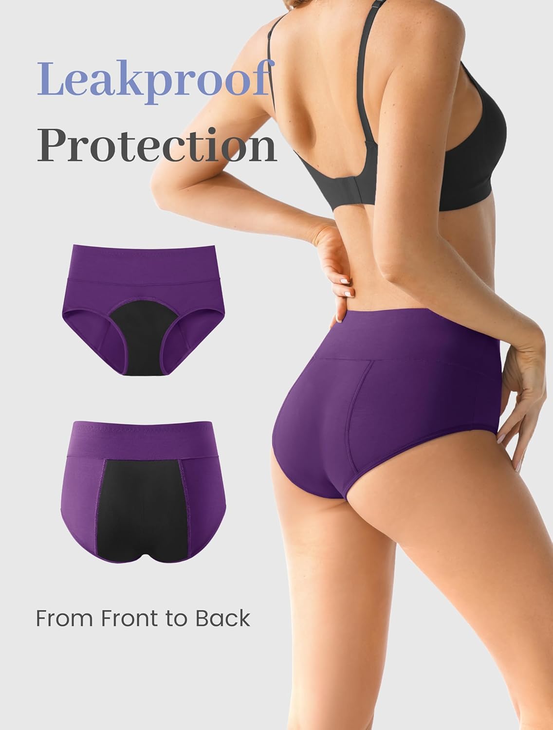 TIICHOO Period Underwear for Women High Waist Breathable Soft Leak Proof Womens Incontinence Underwear 5 Pack - Image 4