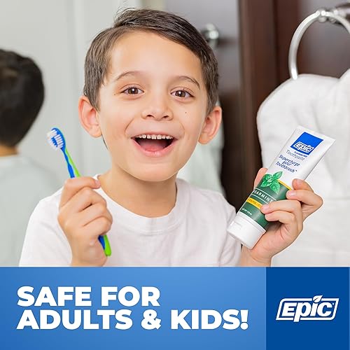 Miniatura 7 de Epic Pasta de dientes con xilitol, sin azúcar y sin aspartamo, endulzada con xilitol para limpiar los dientes y la salud de las encías (menta verde,