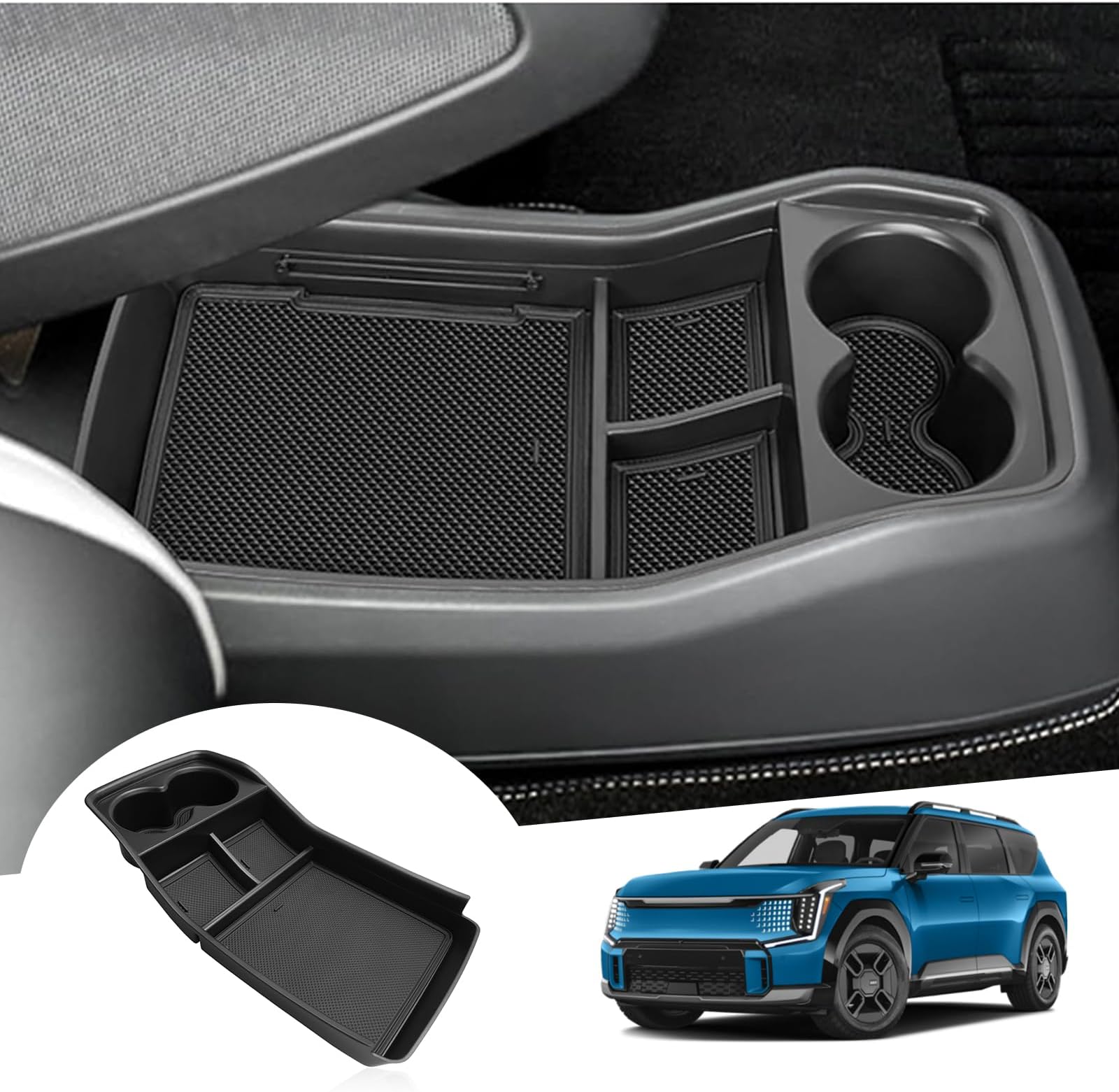 GAFAT Compatible with Kia EV9 2024-2026 Centre Console Storage Box, GT-Line / AWD e-AWD / RWD Organiser Tray Shelves Glove Box Bottom Centre Console, Neutral