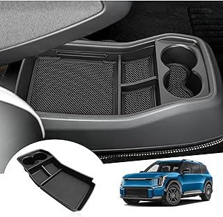 GAFAT Compatible with Kia EV9 2024 2025 Centre Console Storage Box, EV9 GT-Line 2024 Organiser Tray Shelves Glove Box Bottom Centre Console, EV9 Accessories 2024