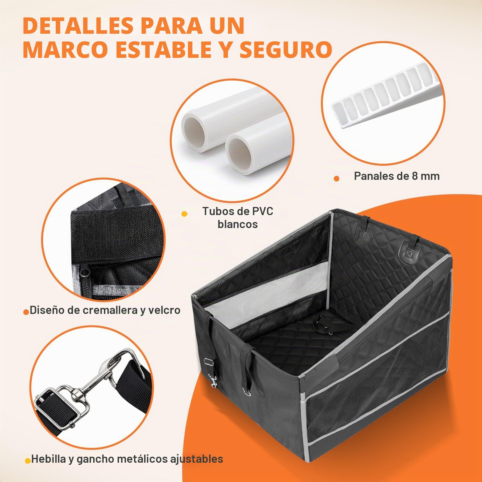 Gimars Mejora Asiento Perro Coche Extra Estable para Perros Medianos Pequeños, Impermeable Ensanchado Transportin Perro Coche, Reforzado Cama con Ventanas De Red Cinturón De Seguridad, M