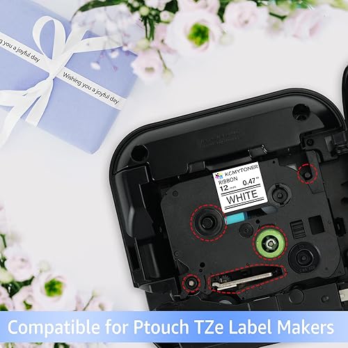 Miniatura 3 de Paquete de 3 cintas de satén compatibles con Ptouch TZe-R231 TZ-R231 TZe de 0.472 in, 0.47 pulgadas, cinta de tela negra sobre blanca para Ptouch