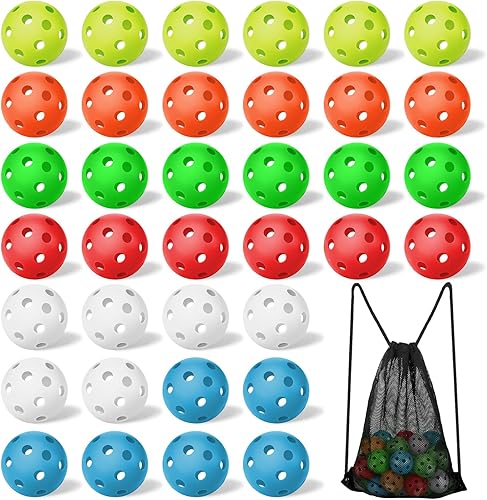 Tanlade Paquete de 36 pelotas de práctica de béisbol, bolas de plástico ligeras huecas con bolsa de cordón para batear, entrenamiento de bateo, uso