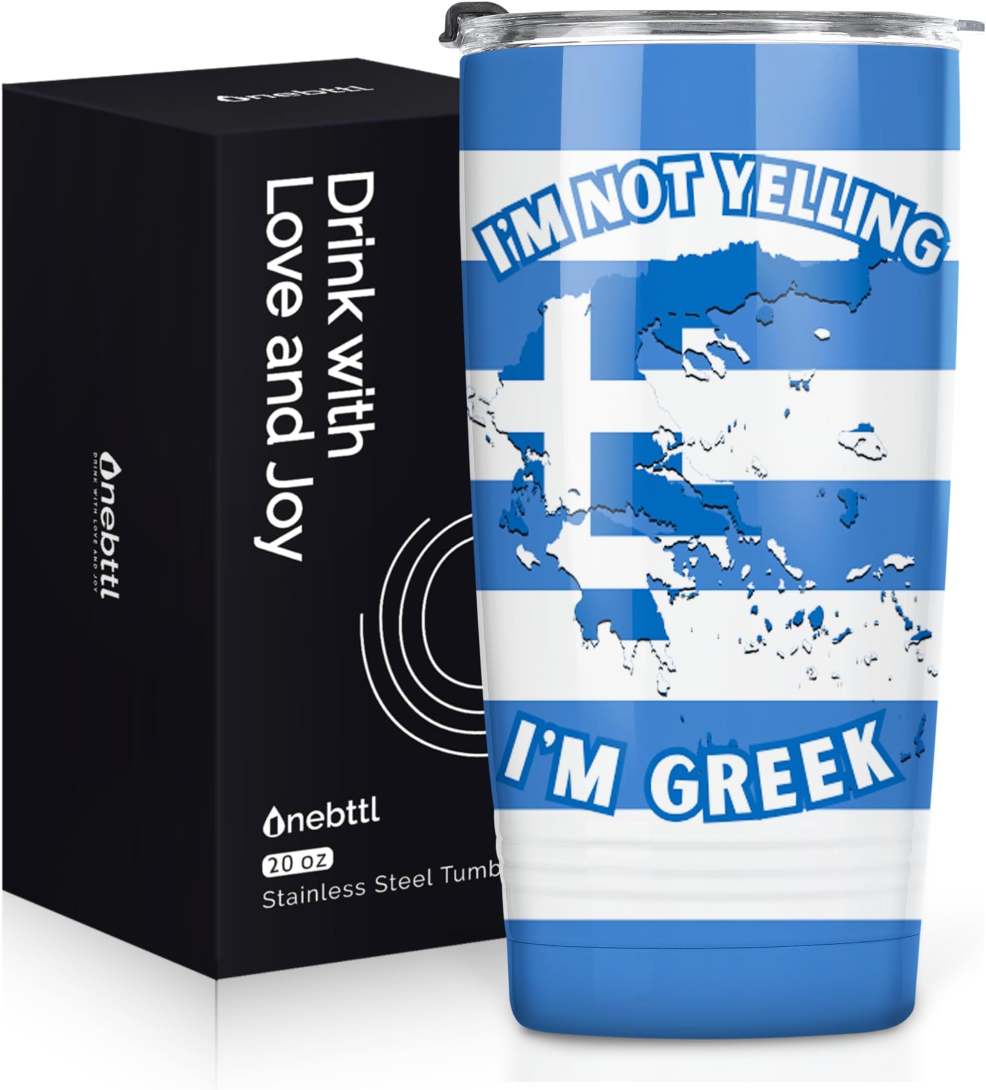 Onebttl Greek Gifts for Men and Women, Gifts on Greek National Day, Birthday and Christmas, 20 oz Insulated Stainless Steel Tumbler - I'M GREEK