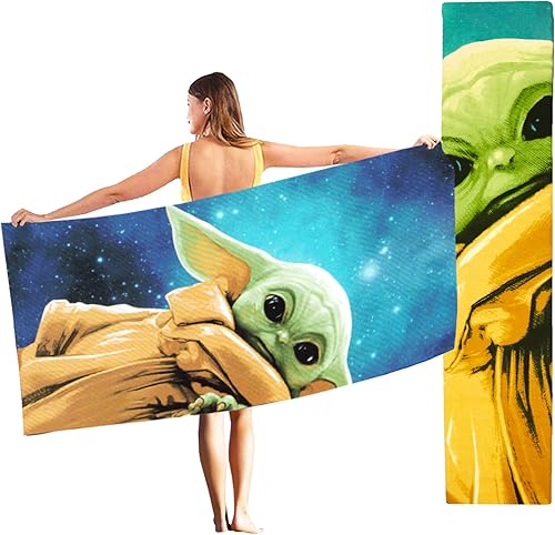 Miniatura 2 de Star Wars Baby Yoda - Juego de toallas de playa, paquete con toalla de playa Mandalorian de 40 x 72 pulgadas y cartera para teléfono | Accesorios de