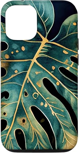 Funda para iPhone 1212 Pro Green Philodendron Monstera Leaf Follaje Botánico