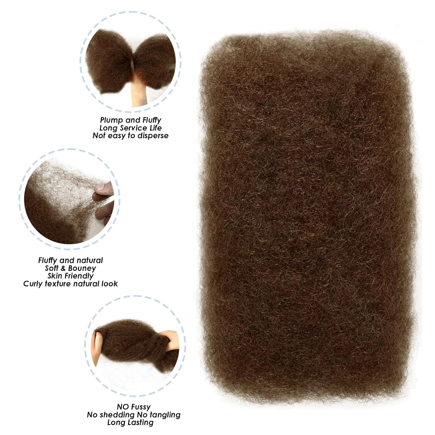 Afro Kinkys Bulk Human Hair,20 Inch 50g/Pack Afro Kinky-Curly Human Hair Bulk for Mini Twist,4C Chocolate Brown Bulk Human Braiding Hair For Micro,Crochet,Repair, Dreadlocks,Locs Extensions #4