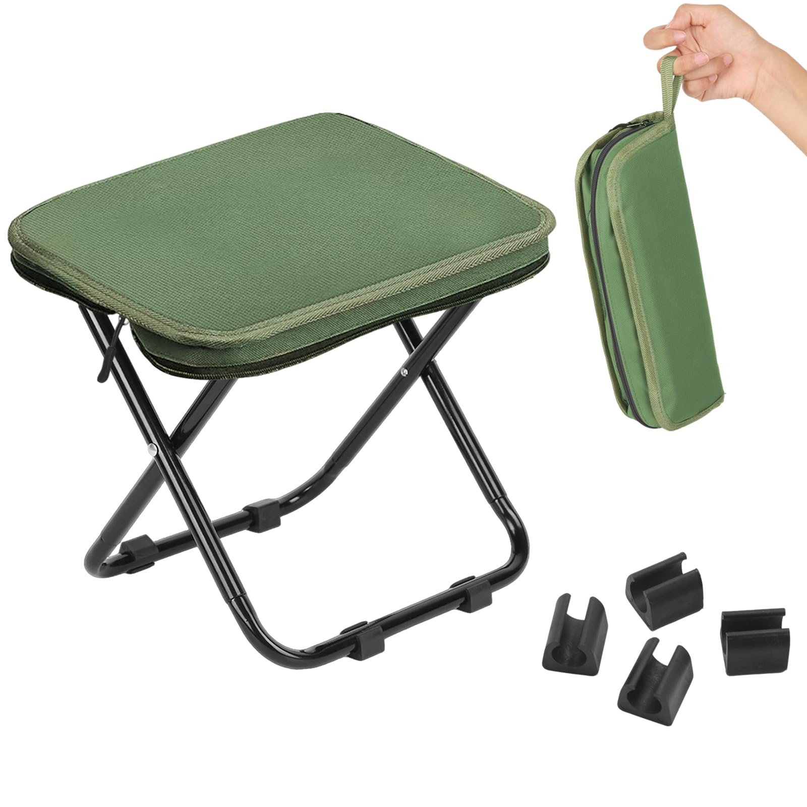 Sythrix Camping Stool, Folding Stool Foldable Chair Lightweight Collapsible Stool 33×32×26cm, Mini Outdoor Portable Folding Stools for Adults Outdoor Fishing, Hiking, Travel, Picnic (Green)