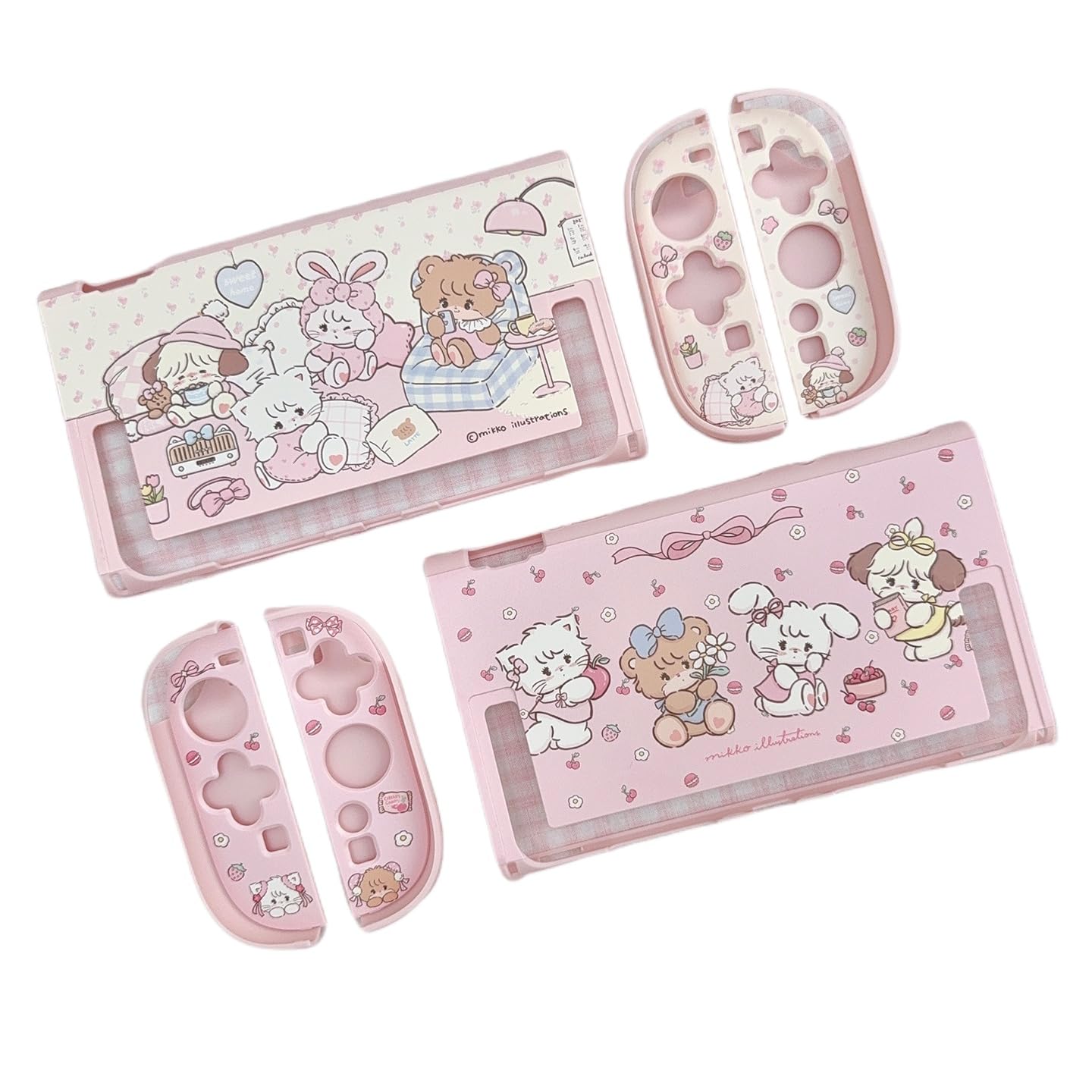 Mikko Swicth2対応カバー ピンク かわいい 有機EL型 ニンテンドースイッチ PC製 アクリル材質 ゲーム機 分体式カバー 耐衝撃 スウィートコール パープル 非公式 (01)