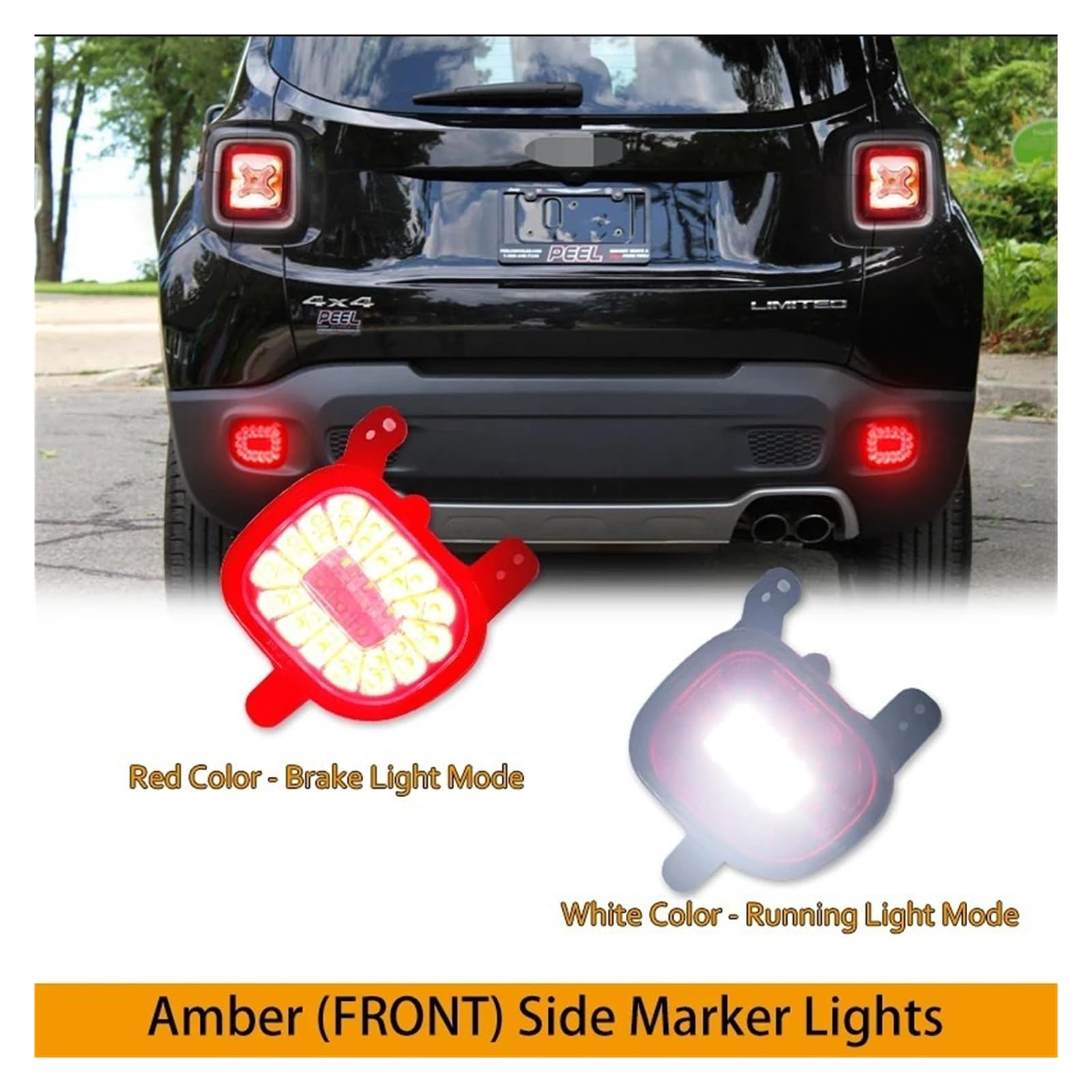 For Jeep Renegade 2015-2018 Paraurti posteriore Lampada senza lampadina Riflettore posteriore Luce di liquidazione Fendinebbia e luce di retromarcia bianca 2 pezzi(Red Lens)